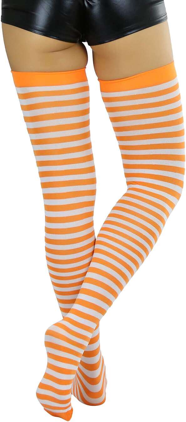ToBeInStyle Women’s Opaque Hosiery Thin Striped Thigh High Long Stocking - Image 2
