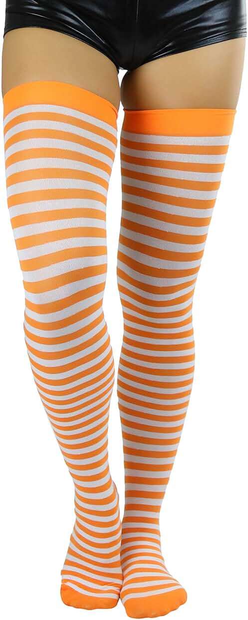 ToBeInStyle Women’s Opaque Hosiery Thin Striped Thigh High Long Stocking - Image 4