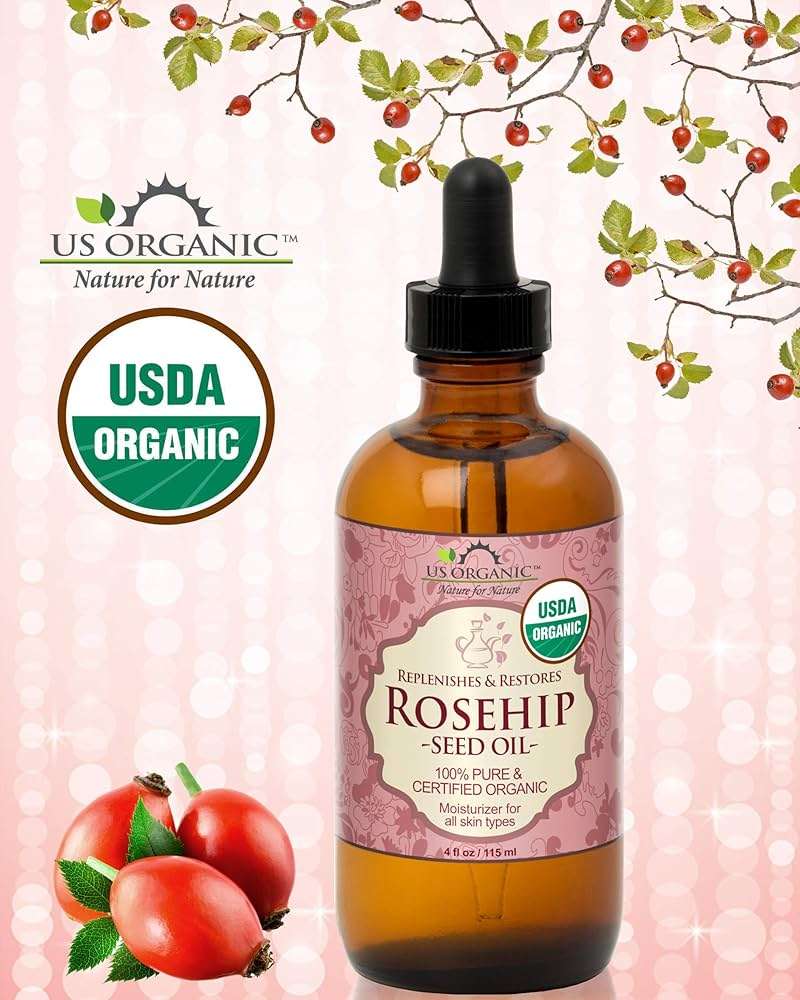 US Organic Rosehip Seed Oil, USDA Certified Organic, Cold Pressed, Virgin Organic, Amber Glass Bottle and Glass Eyedropper for Easy Application - 4 oz (115 ml) - Image 3