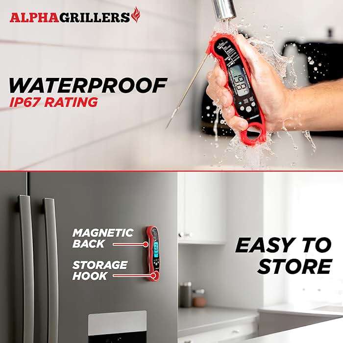 Alpha Grillers Meat Thermometer Digital – Instant Read Food Thermometer for Cooking & Grilling – Professional Kitchen Fathers Day Gift for Dad Men Him Husband - Image 5