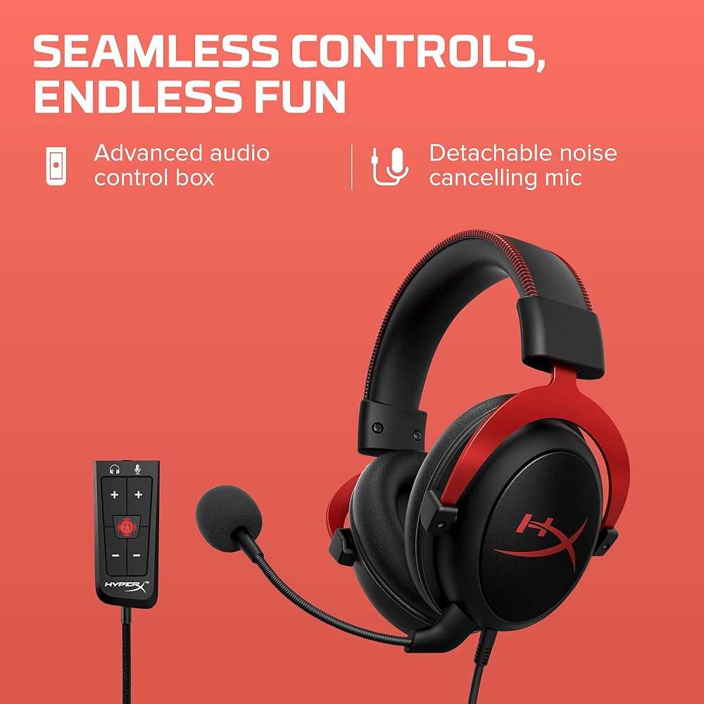 HyperX Cloud II Gaming Headset - 7.1 Surround Sound - Memory Foam Ear Pads - Durable Aluminum Frame - Multi Platform Headset - Works with PC, PS4, PS4 PRO, Xbox One, Xbox One S - Red (KHX-HSCP-RD) - Image 4