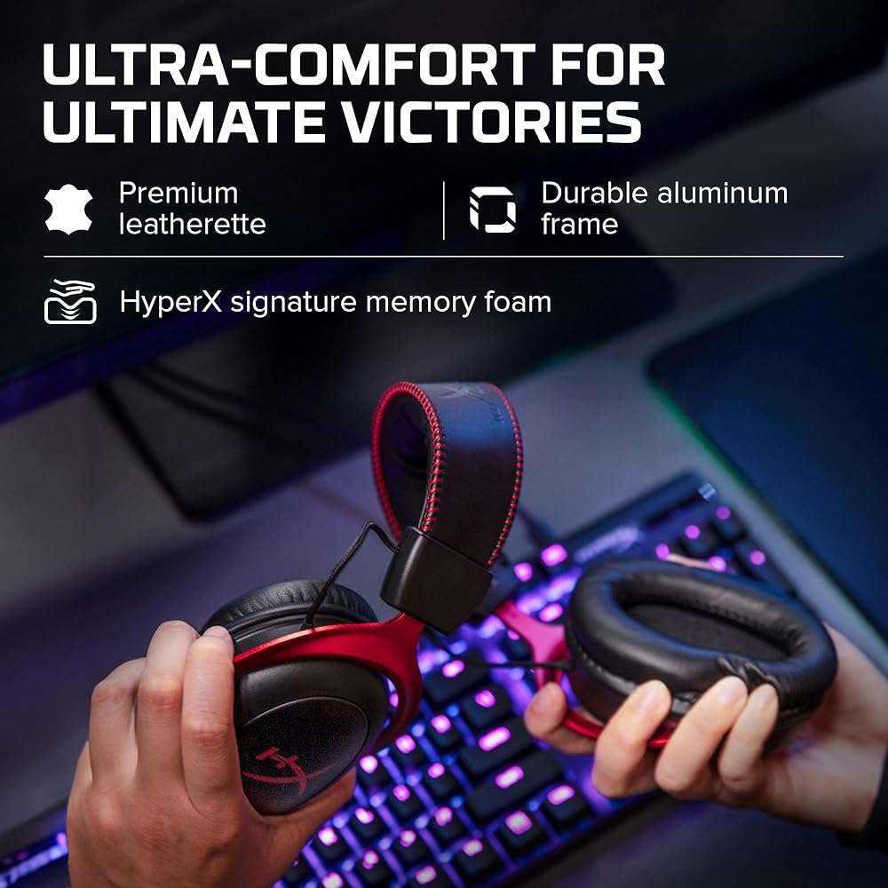 HyperX Cloud II Gaming Headset - 7.1 Surround Sound - Memory Foam Ear Pads - Durable Aluminum Frame - Multi Platform Headset - Works with PC, PS4, PS4 PRO, Xbox One, Xbox One S - Red (KHX-HSCP-RD) - Image 5