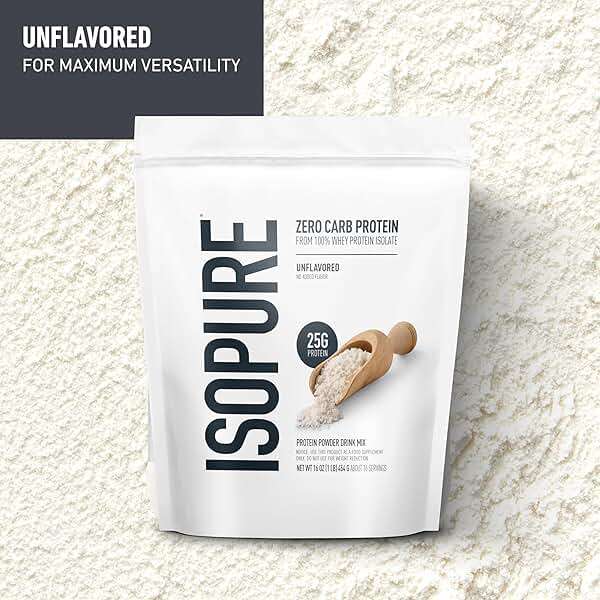 Isopure Zero Carb 100% Pure Whey Isolate Protein Powder, Gluten Free, with Vitamins, Unflavored, 25g Protein Per Serving, 1 Lb, 16 Servings (Packaging May Vary) - Image 2