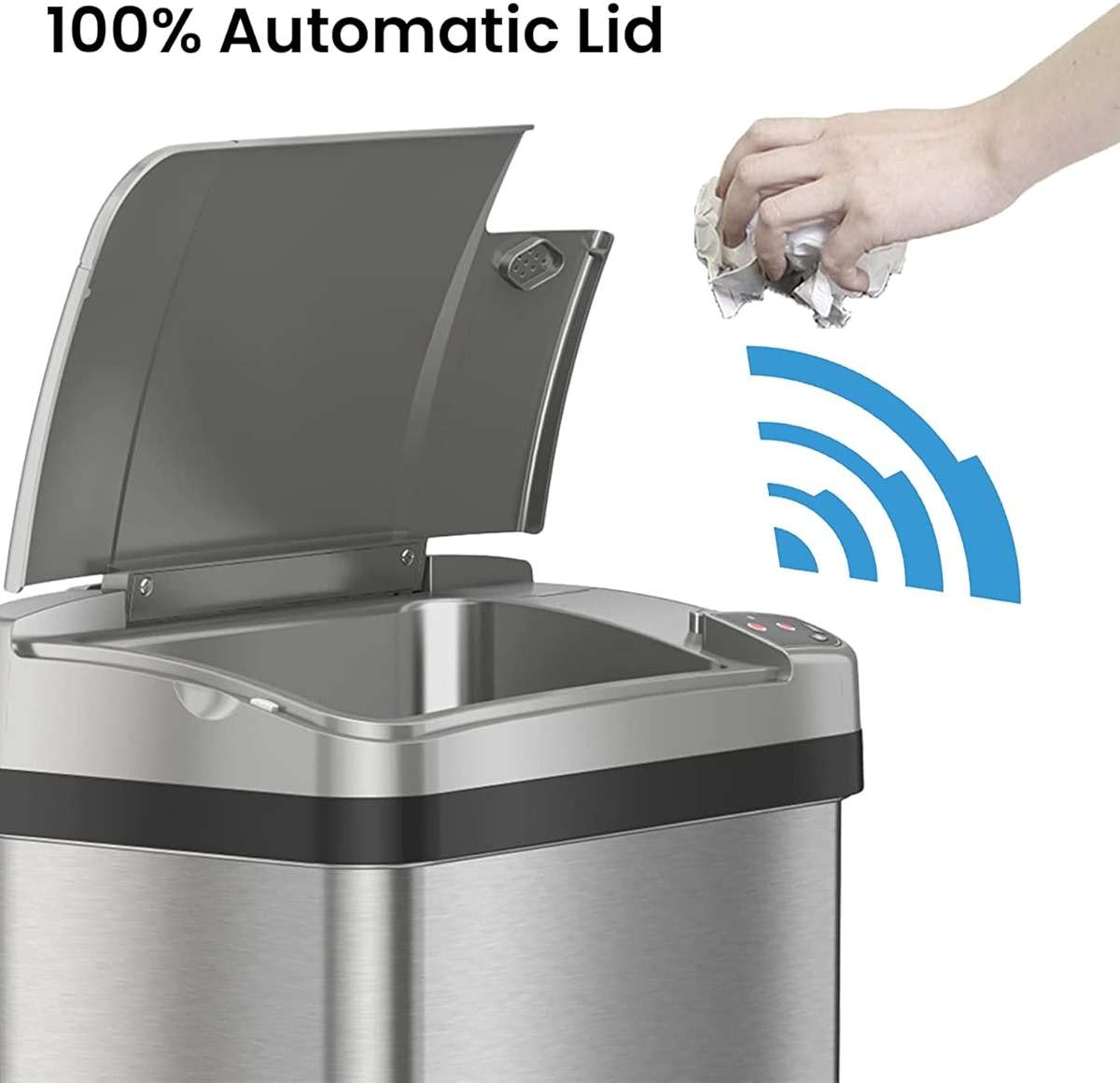 iTouchless 10 Liter / 2.5 Gal Sensor Bathroom Trash Can with Lid and AbsorbX Deodorizer, Stainless Steel Small Waste Basket, Includes Air Freshener Fragrance Pack, Home Office Bedroom Livingroom - Image 4