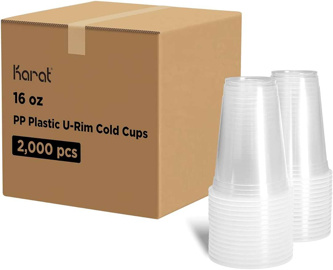 Karat [16oz - 2,000 ct] 95mm Translucent PP Plastic U-Rim Disposable Cups, Designed for Sealing Films (C1011) - Image 1