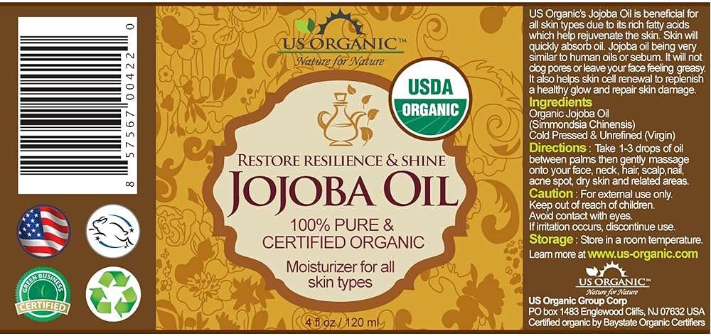 US Organic Jojoba Oil, USDA Certified Organic,100% Pure & Natural, Cold Pressed Virgin, Unrefined, Haxane Free, Sourced from Middle East Directly (Medium (4oz, 115ml)) - Image 3