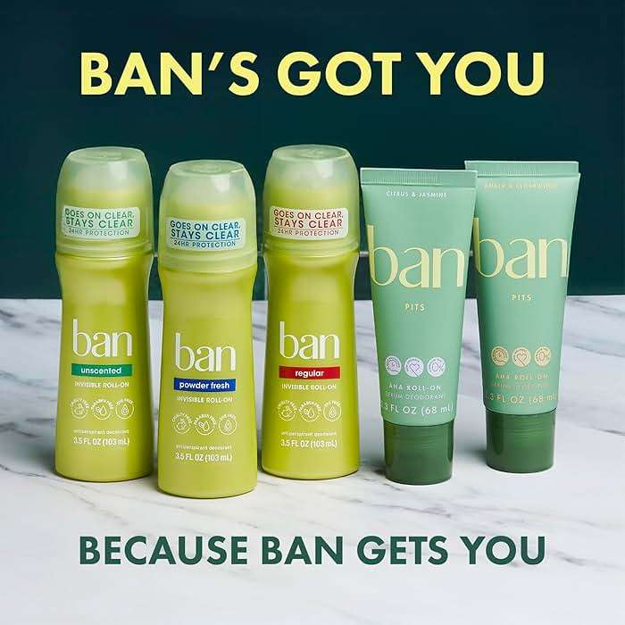 Ban Invisible Roll-on Antiperspirant Deodorant for Women and Men, 24-hour Underarm Odor & Sweat Protection, Unscented, 3.5 Oz, Pack of 4 - Image 9