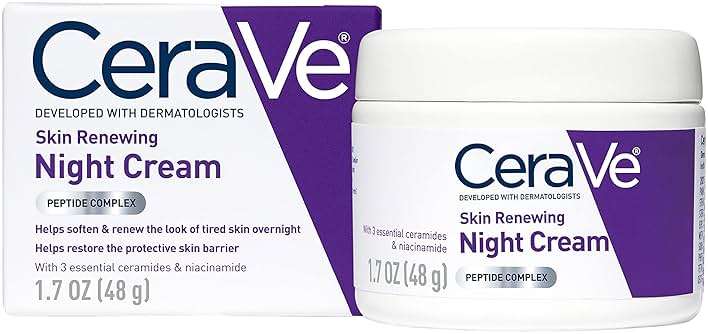 CeraVe Skin Renewing Night Cream, Peptide Complex, Hyaluronic Acid & Ceramide Moisturizer for Face, 1.7 Ounce - Image 1