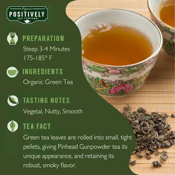 Organic Positively Tea Company, Pinhead Gunpowder Green Tea, Loose Leaf, 16 Ounce - Image 2