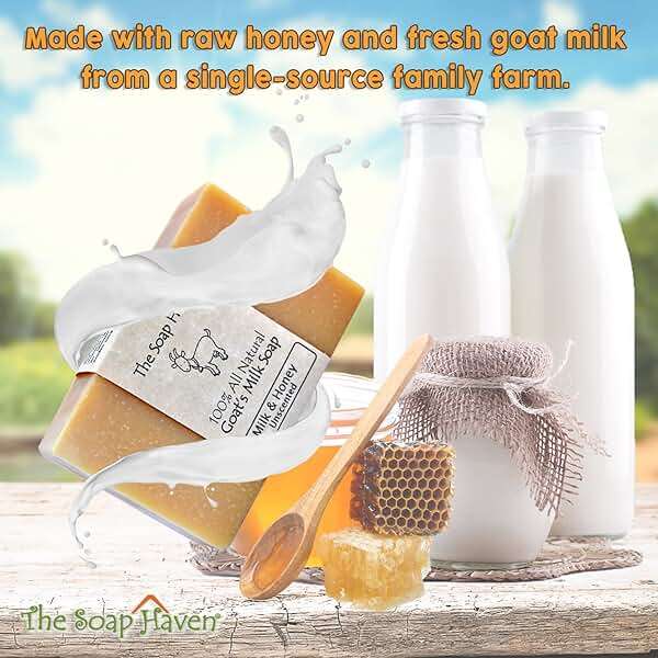 The Soap Haven Handmade Goat Milk Soap Bar with Honey | Unscented Fragrance Free Sulfate & Paraben Free Soap for Sensitive Skin | Natural Soap for Body Face Hand | Pure & Gentle | 4 Bars | Non-GMO  - Image 3