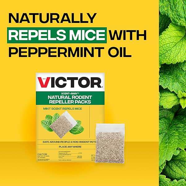 Victor M805 Scent-Away Natural Rodent Repeller – Peppermint Oil Mouse and Rat Repellent – 5 High-Strength Rodent Repelling Sachets Included - Image 3