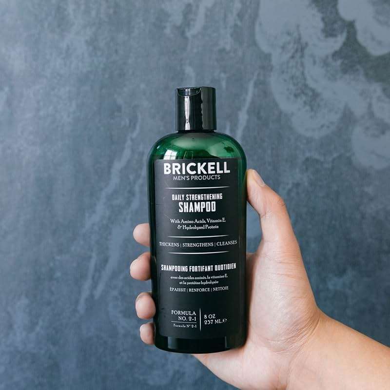 Brickell Men's Products Daily Strengthening Shampoo for Men, Mint & Tea Tree Oil To Soothe Dry and Itchy Scalp, Sulfate Free and Paraben Free, With Pro-Vitamin B5 & Hydrolyzed Protein, 8oz, Scented - Image 4