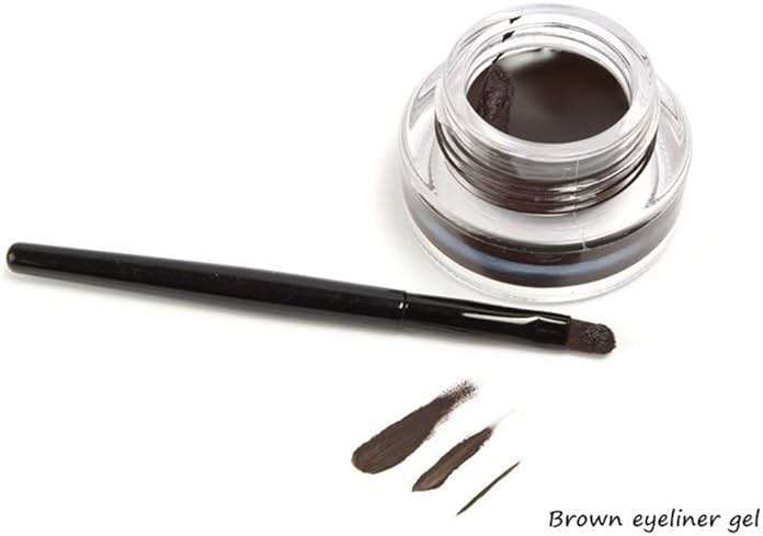 2 in 1 Black and Brown Gel Eyeliner Set Water Proof Smudge Proof, Last for All Day Long, Work Great with Eyebrow, 2 Pieces Eye Makeup Brushes Included - Image 3