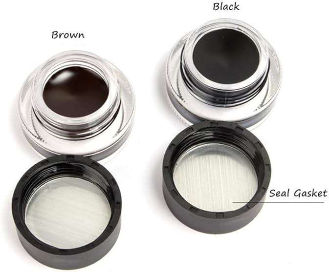 2 in 1 Black and Brown Gel Eyeliner Set Water Proof Smudge Proof, Last for All Day Long, Work Great with Eyebrow, 2 Pieces Eye Makeup Brushes Included - Image 6