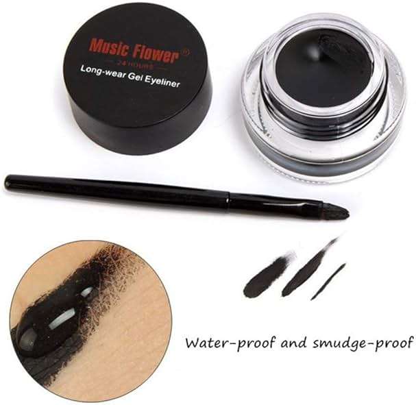 2 in 1 Black and Brown Gel Eyeliner Set Water Proof Smudge Proof, Last for All Day Long, Work Great with Eyebrow, 2 Pieces Eye Makeup Brushes Included - Image 7