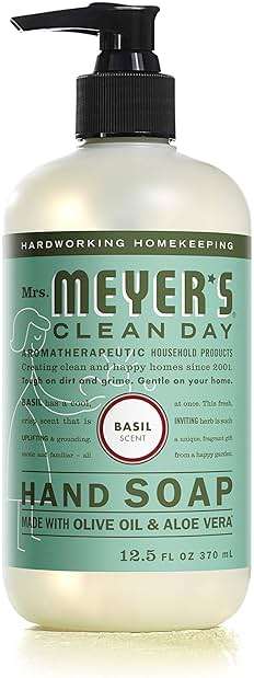 MRS. MEYER'S CLEAN DAY Hand Soap, Basil Scent, 12.5 Fl Oz Bottle - Image 1