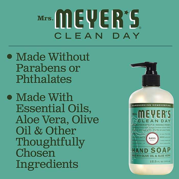 MRS. MEYER'S CLEAN DAY Hand Soap, Basil Scent, 12.5 Fl Oz Bottle - Image 5