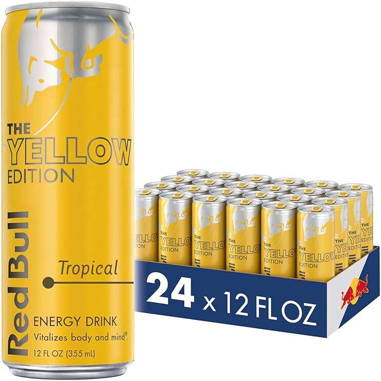 Red Bull Yellow Edition Energy Drink, Tropical, with 114mg Caffeine plus Taurine & B Vitamins, 12 Fl Oz, Pack of 24 Cans - Image 1