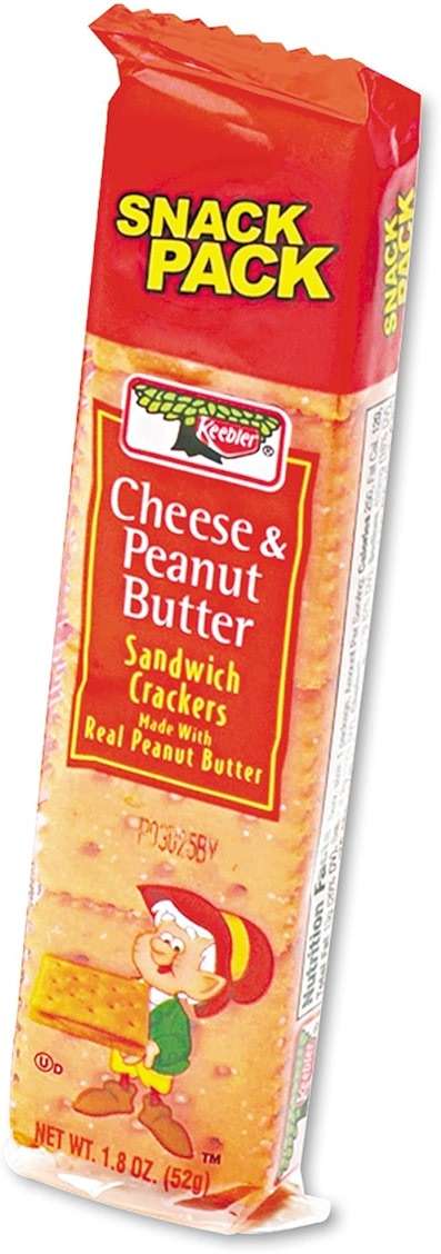 Sandwich Crackers, Cheese & Peanut Butter, 8-Piece Snack Pack, 12/Box - Image 1