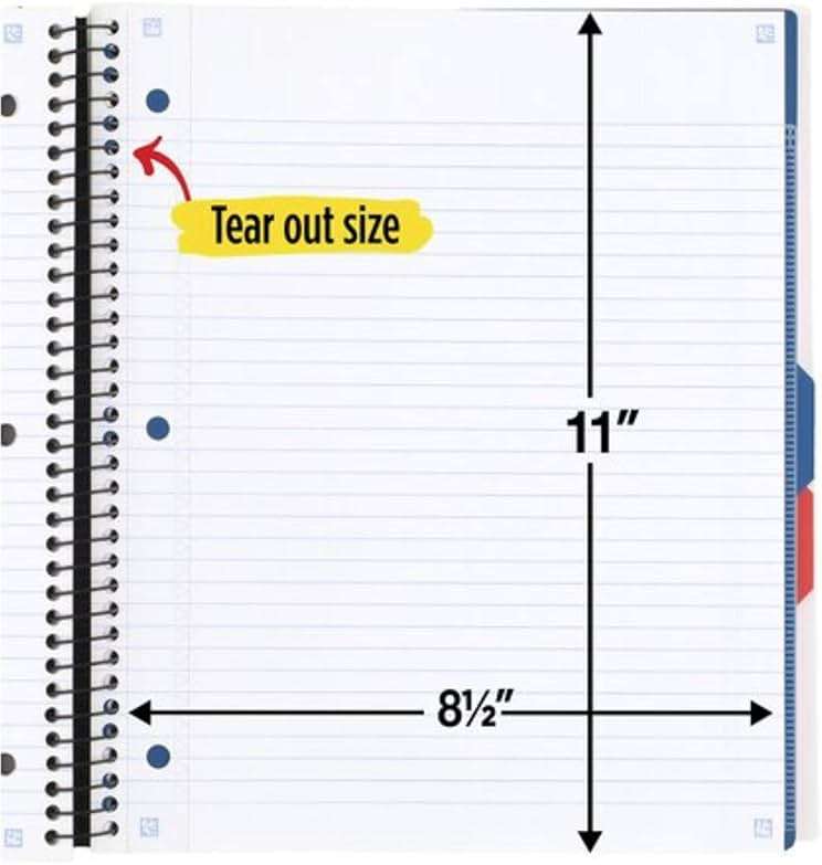 Five Star Advance Spiral Notebook, 3 Subject, College Ruled Paper, 150 Sheets, 11" x 8-1/2", Color Selected For You (06324) - Image 2