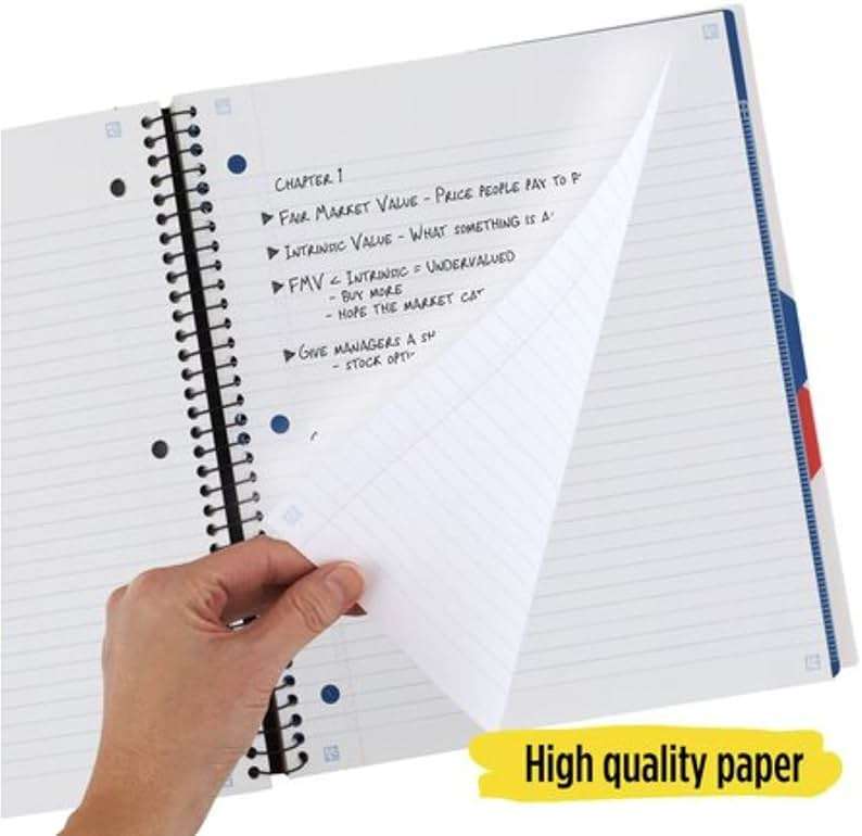 Five Star Advance Spiral Notebook, 3 Subject, College Ruled Paper, 150 Sheets, 11" x 8-1/2", Color Selected For You (06324) - Image 3