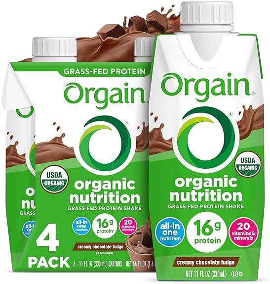 Orgain Organic Nutritional Shake, Creamy Chocolate Fudge - Meal Replacement, 16g Protein, 20 Vitamins & Minerals, Gluten & Soy Free, Kosher, Non-GMO, Packaging May Vary, 11 Fl Oz (Pack of 4) - Image 1