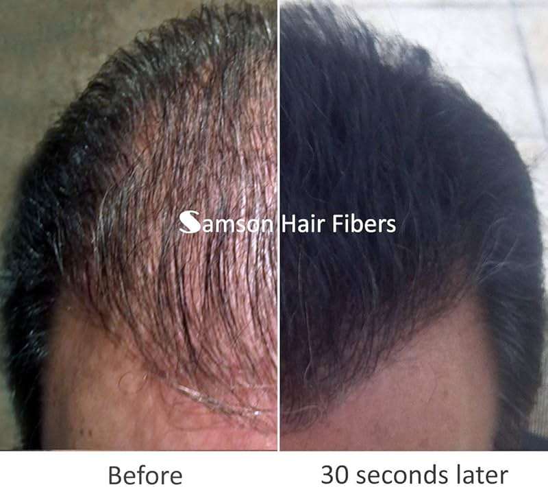 Samson Hair Building Fibers Refill Compatible with Toppik and other Top Brands Hair Loss Concealer for Thinning Hair 100% Undetectable Natural Formula Made in USA (BLACK 25gr Refill) - Image 6