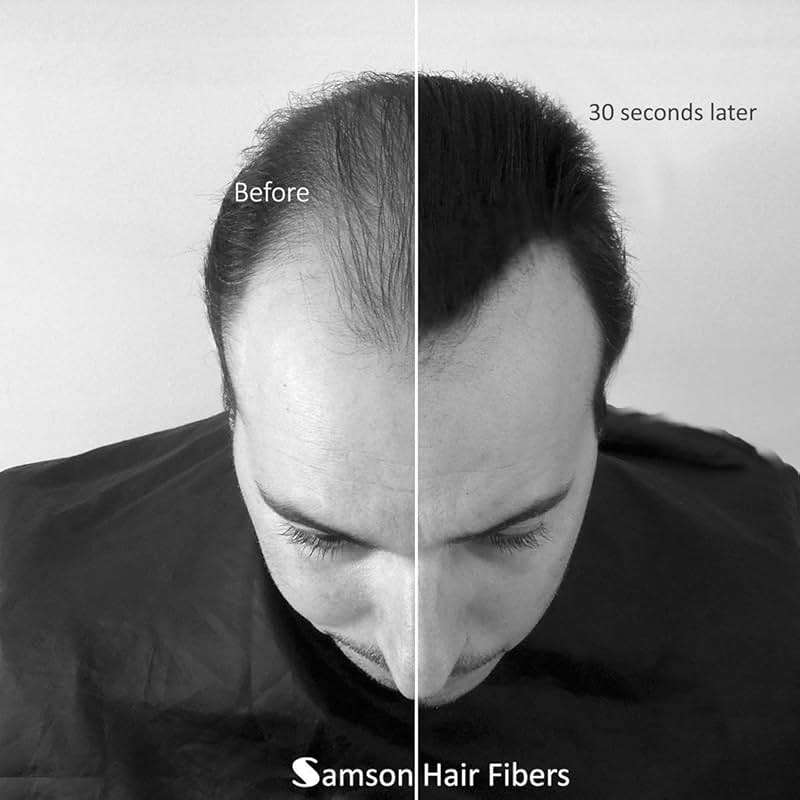 Samson Hair Building Fibers Refill Compatible with Toppik and other Top Brands Hair Loss Concealer for Thinning Hair 100% Undetectable Natural Formula Made in USA (BLACK 25gr Refill) - Image 7