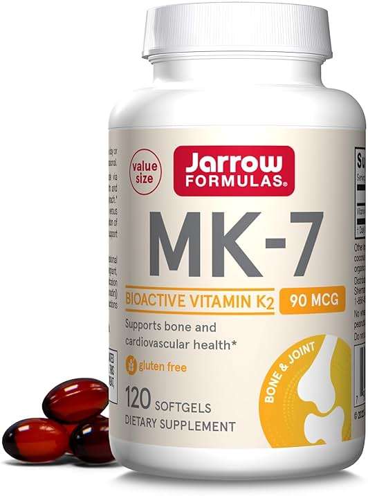 Jarrow Formulas MK-7 90 mcg - Bioactive Form of Vitamin K2-120 Servings (Softgels) - for Bone & Cardiovascular Health - Vitamin K2 MK-7 Dietary Supplement - Gluten-Free - Image 1