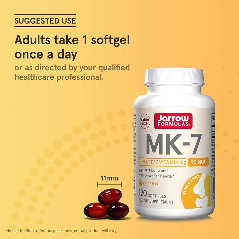 Jarrow Formulas MK-7 90 mcg - Bioactive Form of Vitamin K2-120 Servings (Softgels) - for Bone & Cardiovascular Health - Vitamin K2 MK-7 Dietary Supplement - Gluten-Free - Image 7