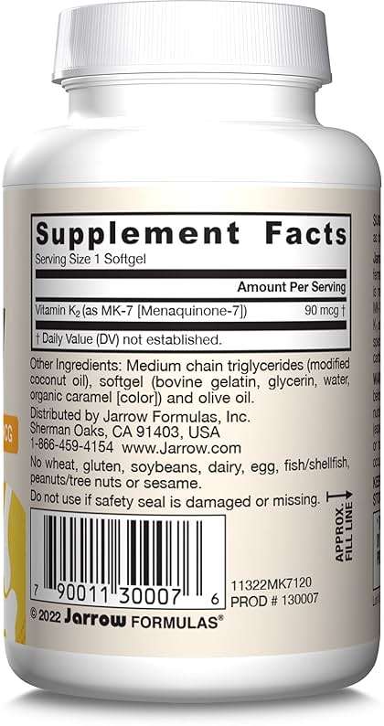 Jarrow Formulas MK-7 90 mcg - Bioactive Form of Vitamin K2-120 Servings (Softgels) - for Bone & Cardiovascular Health - Vitamin K2 MK-7 Dietary Supplement - Gluten-Free - Image 10