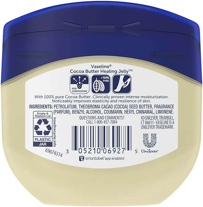 Vaseline Cocoa Butter Healing Jelly, Scented, 3-Pack – Rich Moisturizing Ointment, Petrolatum Skin Protectant for Dry Skin, 7.5 Oz Ea - Image 2