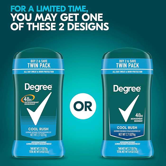 Degree Men Original Antiperspirant Deodorant Cool Rush Twin Pack 48-Hour Sweat & Odor Protection Antiperspirant For Men 2.7 oz - Image 3