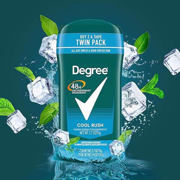 Degree Men Original Antiperspirant Deodorant Cool Rush Twin Pack 48-Hour Sweat & Odor Protection Antiperspirant For Men 2.7 oz - Image 5