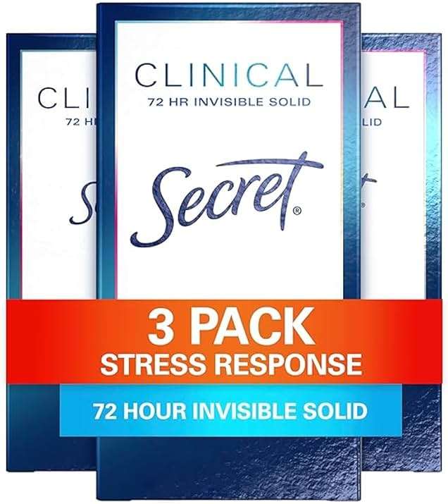Secret Clinical Strength 100HR Sweat & Odor, Stress Response Invisible Solid Antiperspirant Deodorant for Women, 3X Stress Protection with Hyaluronic Acid, PH Balanced, 1.6 oz (Pack of 3) - Image 2