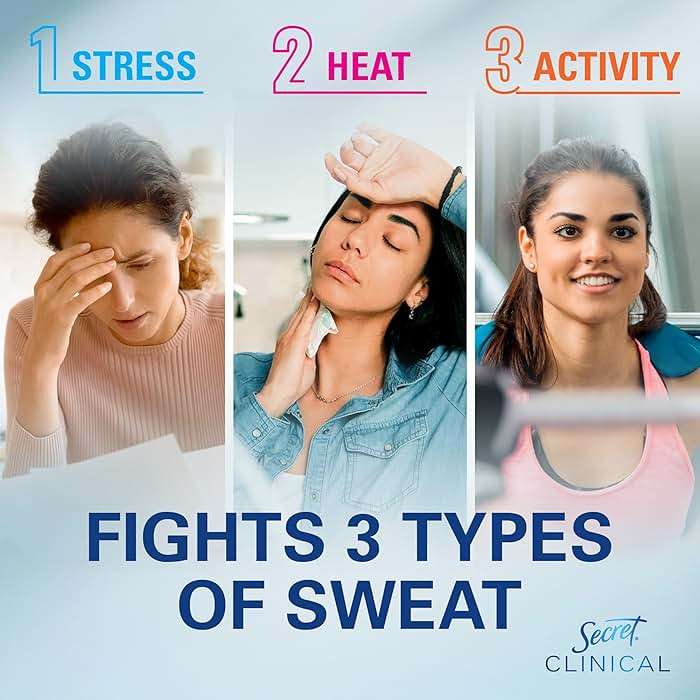 Secret Clinical Strength 100HR Sweat & Odor, Stress Response Invisible Solid Antiperspirant Deodorant for Women, 3X Stress Protection with Hyaluronic Acid, PH Balanced, 1.6 oz (Pack of 3) - Image 3