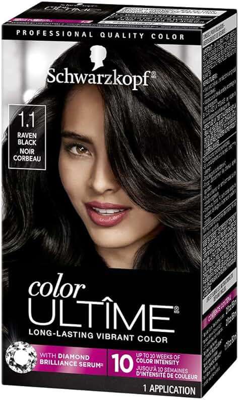 Schwarzkopf Color Ultime 1.1 Raven Black Hair Dye, Permanent Intense Black with Diamond Brilliance, Fade-Resistant, Covers Grays, All Hair Textures - Image 1