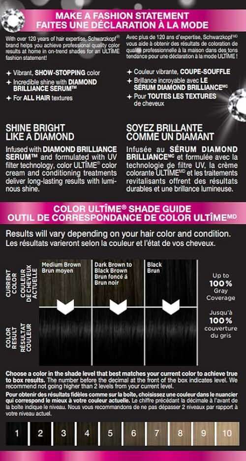 Schwarzkopf Color Ultime 1.1 Raven Black Hair Dye, Permanent Intense Black with Diamond Brilliance, Fade-Resistant, Covers Grays, All Hair Textures - Image 2