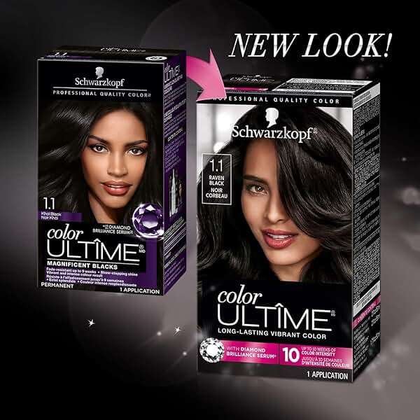 Schwarzkopf Color Ultime 1.1 Raven Black Hair Dye, Permanent Intense Black with Diamond Brilliance, Fade-Resistant, Covers Grays, All Hair Textures - Image 3