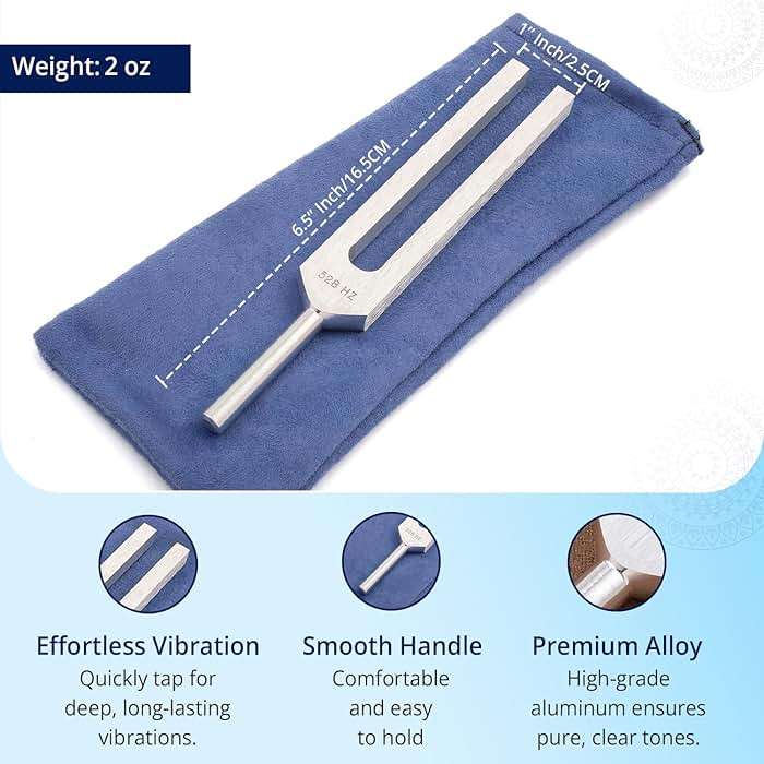 528 hz Tuning Fork for Healing - Precision-Machined Aluminum Alloy - Made in USA - Chakra Healing, Sound Therapy, Reiki, Yoga, Energy Balancing Tools - Tuning Fork Medical Grade. - Image 4
