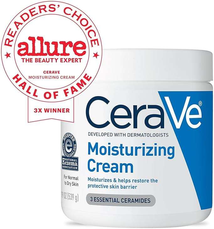 CeraVe Moisturizing Cream, Body and Face Moisturizer for Dry Skin, Body Cream with Hyaluronic Acid and Ceramides, Daily Moisturizer, Oil-Free, Fragrance Free, Non-Comedogenic, 19 Ounce - Image 2