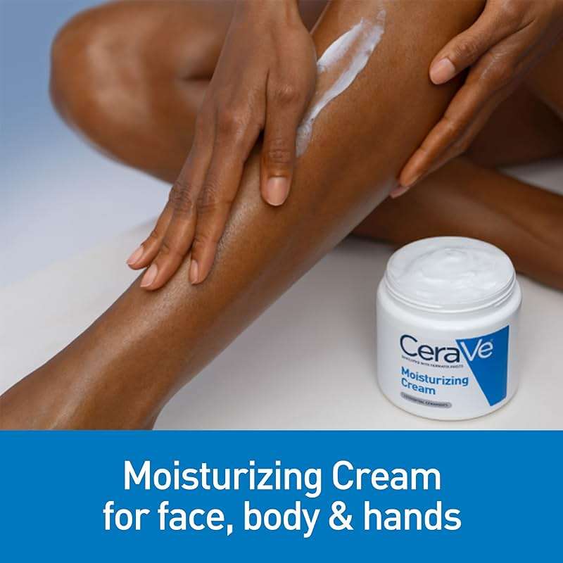 CeraVe Moisturizing Cream, Body and Face Moisturizer for Dry Skin, Body Cream with Hyaluronic Acid and Ceramides, Daily Moisturizer, Oil-Free, Fragrance Free, Non-Comedogenic, 19 Ounce - Image 3