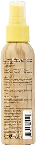 Sun Bum Revitalizing 3 in 1 Leave In Conditioner - Anti Frizz Detangler - Color Friendly with UV Protection - Enriched with Coconut Oil and Banana - 4 oz - Image 7