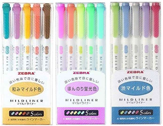 Zebra Mildliner Soft Color Double-Sided Highlighter Pens Deep, Warm & Cool (3 Pack Sale) - Image 1
