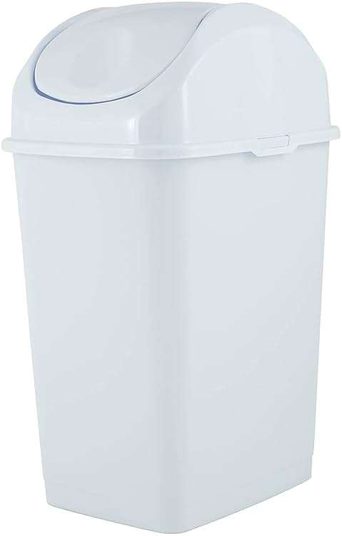 Superio Mini Desktop Trash Can with Swing Top Lid Portable Plastic Garbage Can for Countertop, Desktop, Make up Vanity, Bathroom, Car, Under Sink, Dorm, Compact Waste Bin 5 L, 1.25 Gal. (White) - Image 1