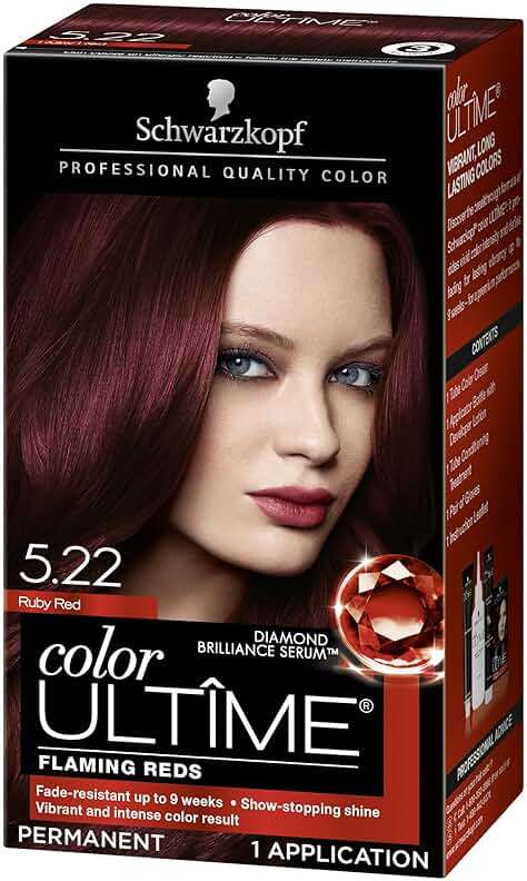 Schwarzkopf Color Ultime 5.22 Ruby Red Hair Dye, Permanent Intense Red with Diamond Brilliance, Fade-Resistant, Covers Grays, All Hair Textures - Image 1