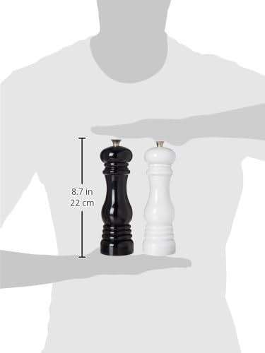 Le Creuset Salt and Pepper Mill Set, 8" x 2 1/2" each, Black & White - Image 3