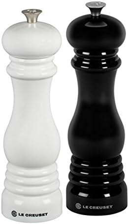 Le Creuset Salt and Pepper Mill Set, 8" x 2 1/2" each, Black & White - Image 8