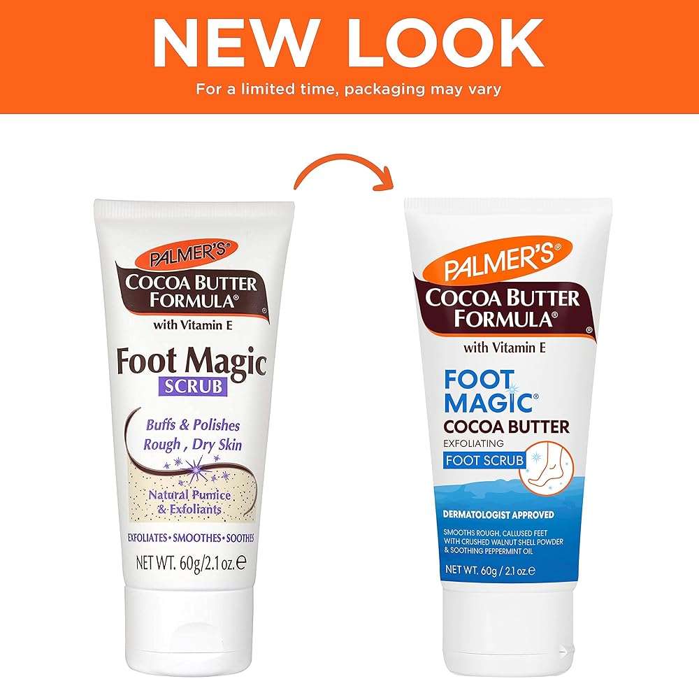 Palmer's Cocoa Butter Formula Foot Magic Exfoliating Foot Scrub with Vitamin E for Dry, Cracked Feet, Use with Foot Scrubber for Pedicure, 2.1 Ounce - Image 2