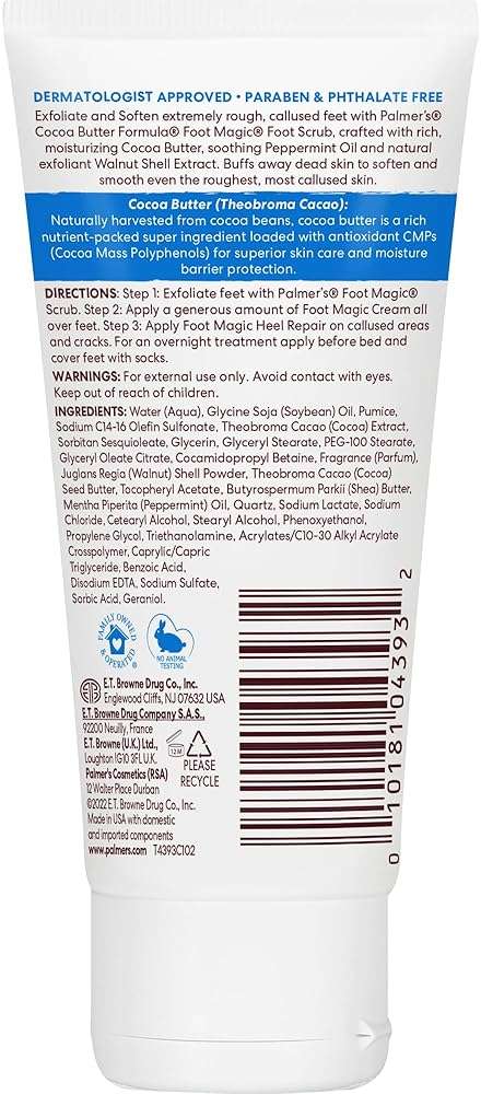 Palmer's Cocoa Butter Formula Foot Magic Exfoliating Foot Scrub with Vitamin E for Dry, Cracked Feet, Use with Foot Scrubber for Pedicure, 2.1 Ounce - Image 3